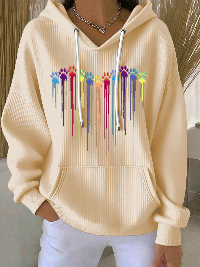 Women'S Dog Paw Heart Hooded Sweatshirt