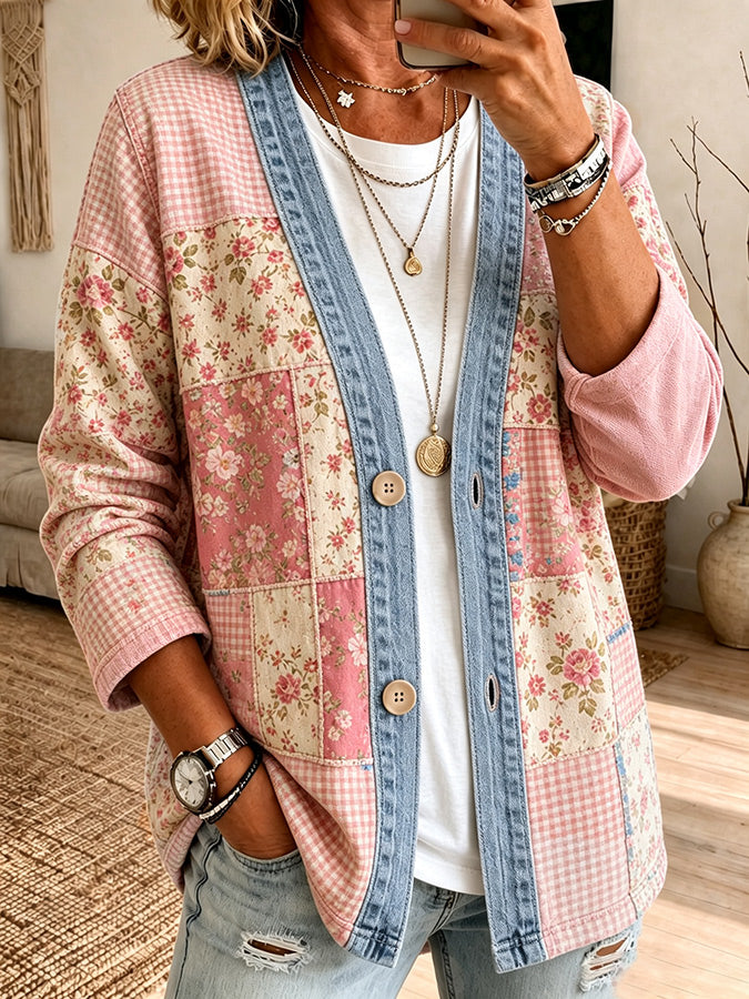 Women'S Floral Print Casual Cardigan
