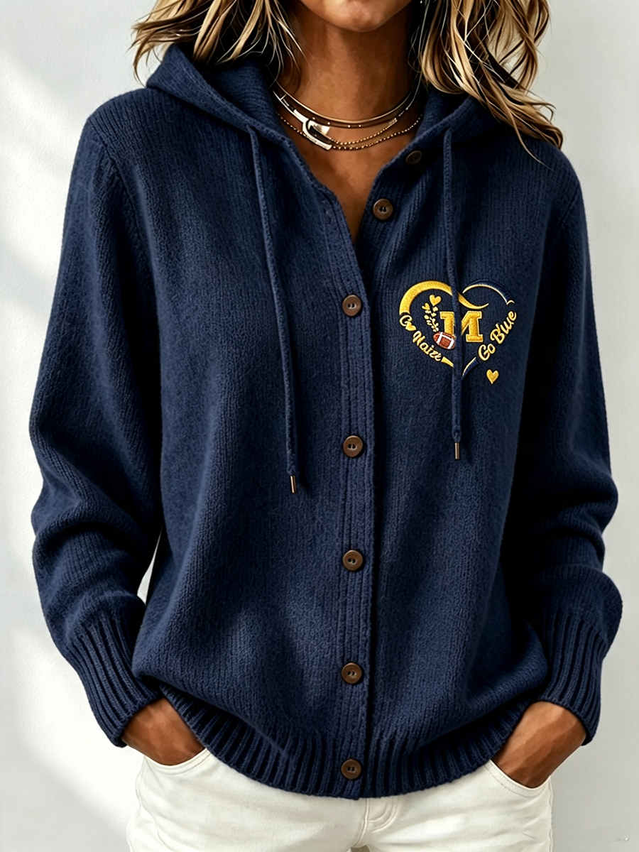 Women'S Football Fan Printed Casual Hooded Sweatshirt