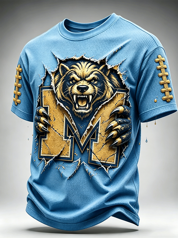 Men's Rugby Waffle Round Neck T-Shirt