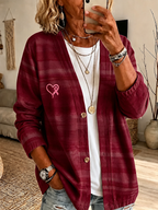 Women'S Casual Breast Cancer Awareness Cardigan Top