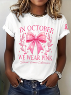 Women's In October We Wear Pink Printed Casual T-Shirt