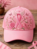 Unisex Pink Floral Print Breast Cancer Awareness Support Hat