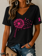 Women'S Breast Cancer Prevention And Control Propaganda Printed Short Sleeved T-Shirt