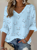 Women'S Cat Printed Waffle T-Shirt