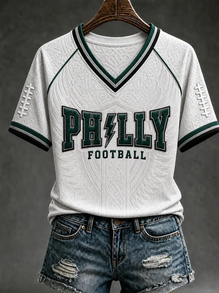 Women's Football Gameday Gift For Football Fans Casual V-Neck Tee