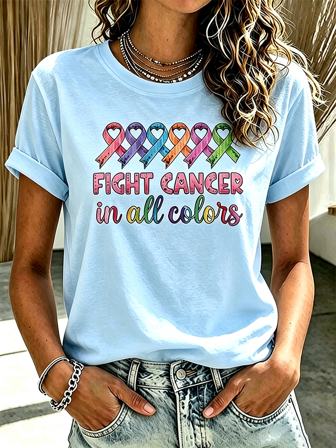 Women'S Casual All Cancer Fight T-Shirt