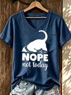 Women'S Cute Cat Printed Casual V-Neck T-Shirt