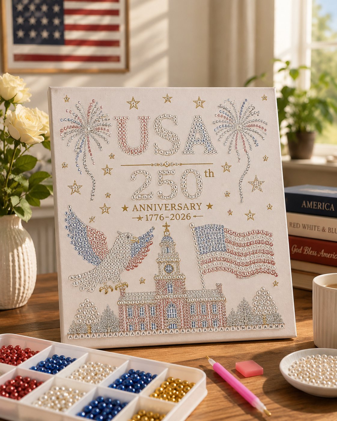 🔥LAST DAY 50% OFF - 🇺🇸 USA 250th Anniversary DIY Pearl Painting Kit ✨❤️‍🔥BUY 2 GET FREE SHIPPING