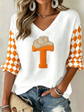 Women's Football Print Waffle Top