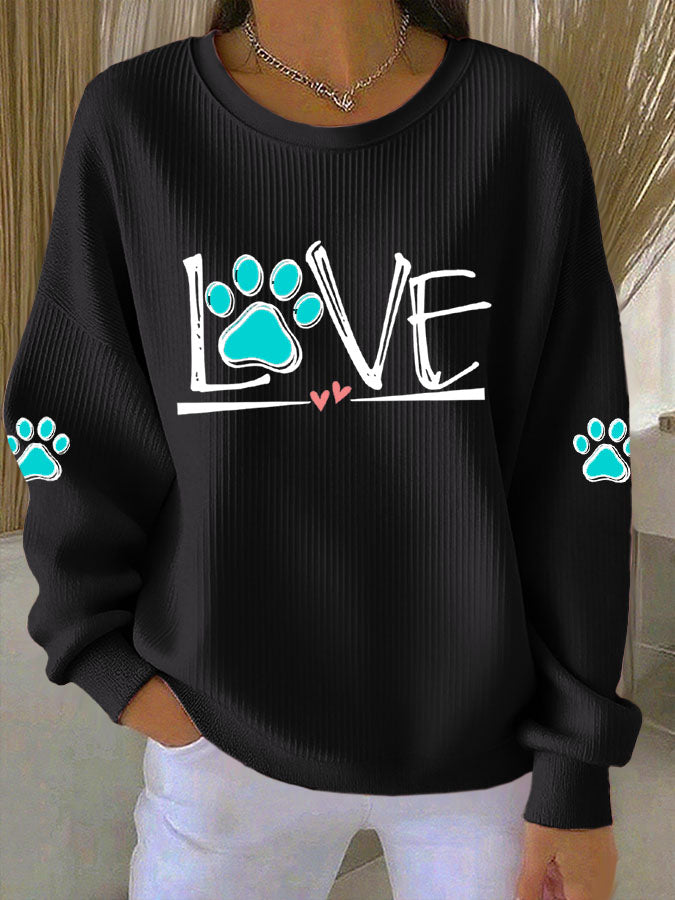 Women's Dog Paw Print Casual Sweatshirt