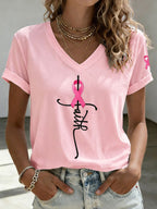 Women'S Pink Faith Printed Casual T-Shirt