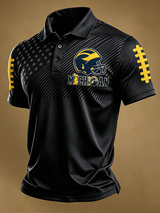 Men's Football Sports Casual Polo Shirt