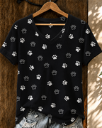 Women'S Cat Printed V-Neck T-Shirt