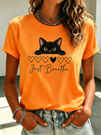 Women's Cute Cat Printed Casual T-shirt