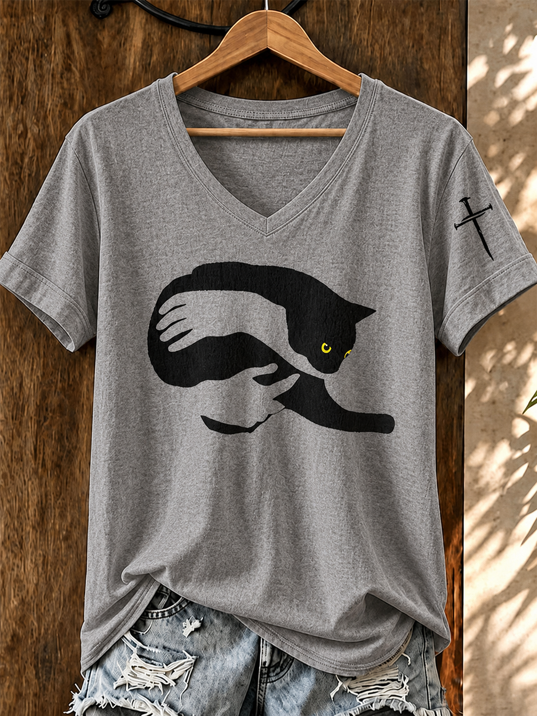 Women'S Cute Cat Faith Printed Casual T-Shirt