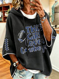 Women'S Retro Rugby Printed Hoodie