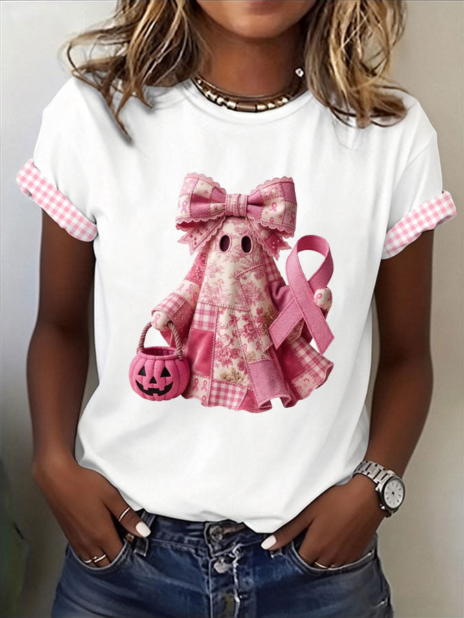 Women'S Retro Pink Art Printed T-Shirt