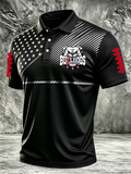Men'S Retro Football Print Polo T-Shirt