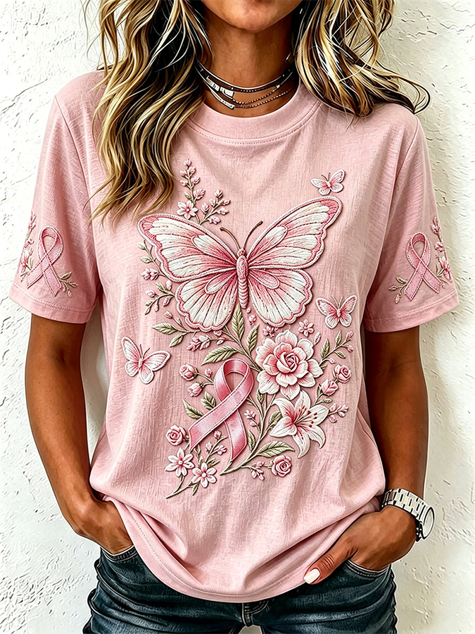 Women'S Breast Cancer Awareness Month Print T-Shirt