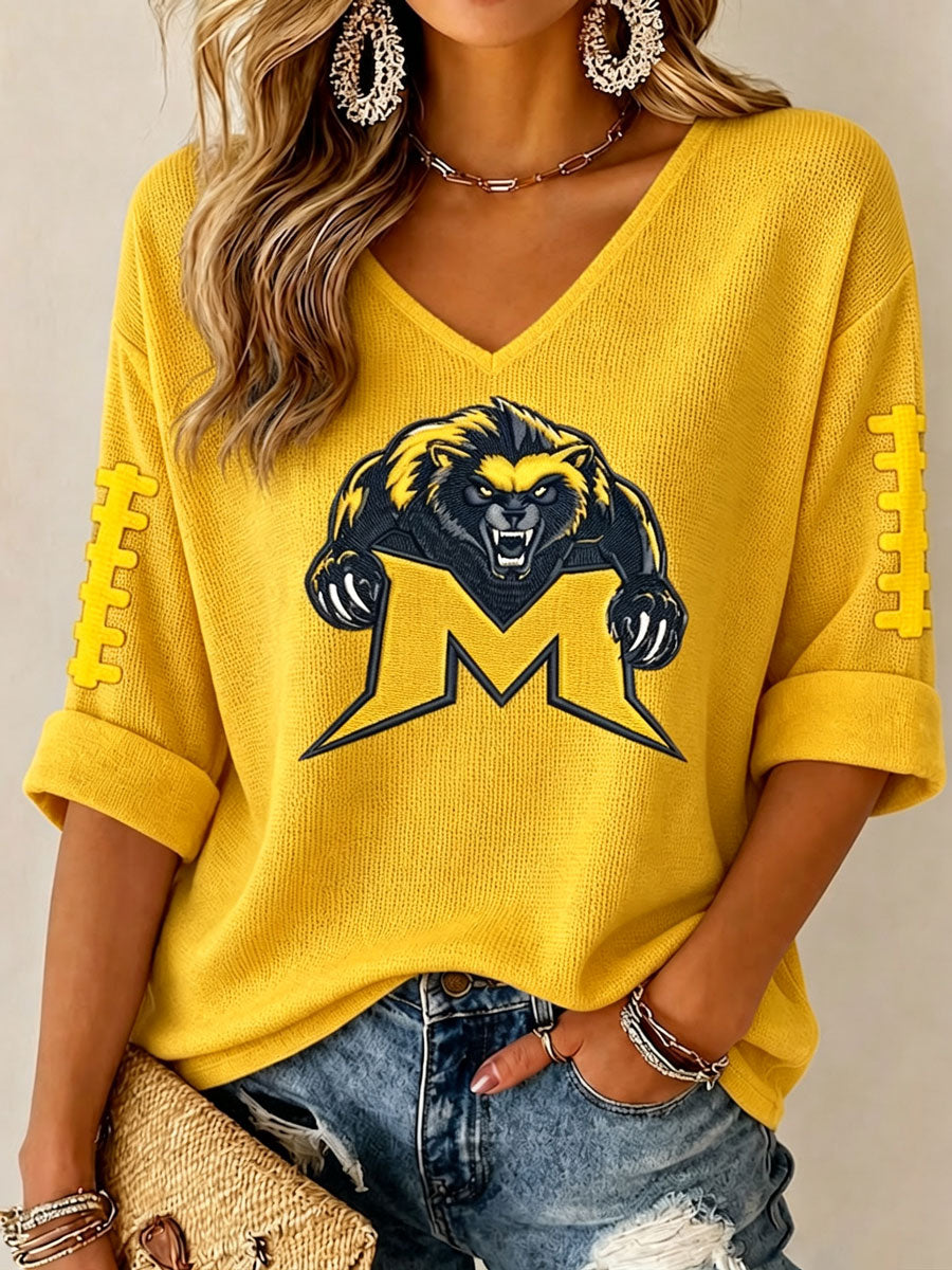 Women'S Football Print Waffle Top