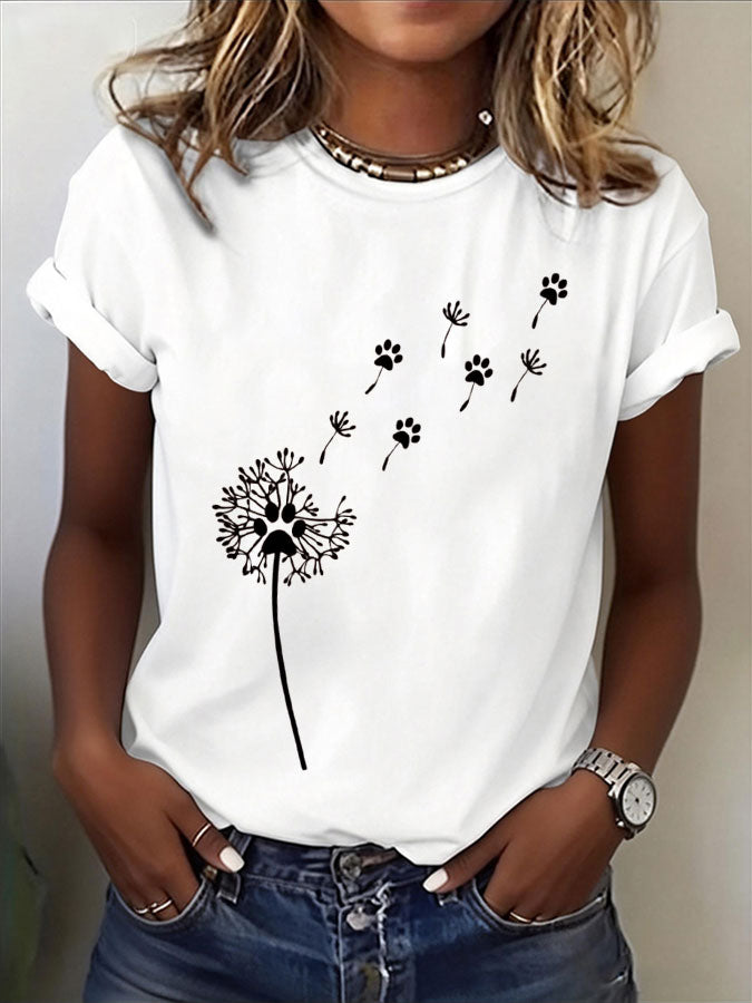 Women'S Paw Print Casual T-Shirt