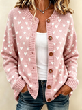 Women's Casual Love Printed Knitted Cardigan Top