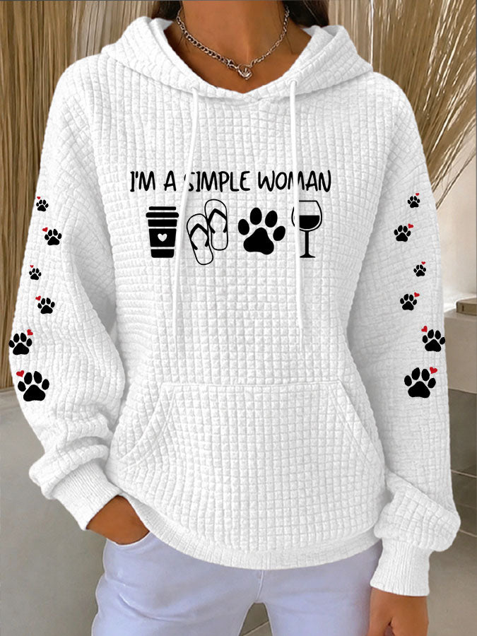 Women'S Dog Paw Heart Printed Hoodie