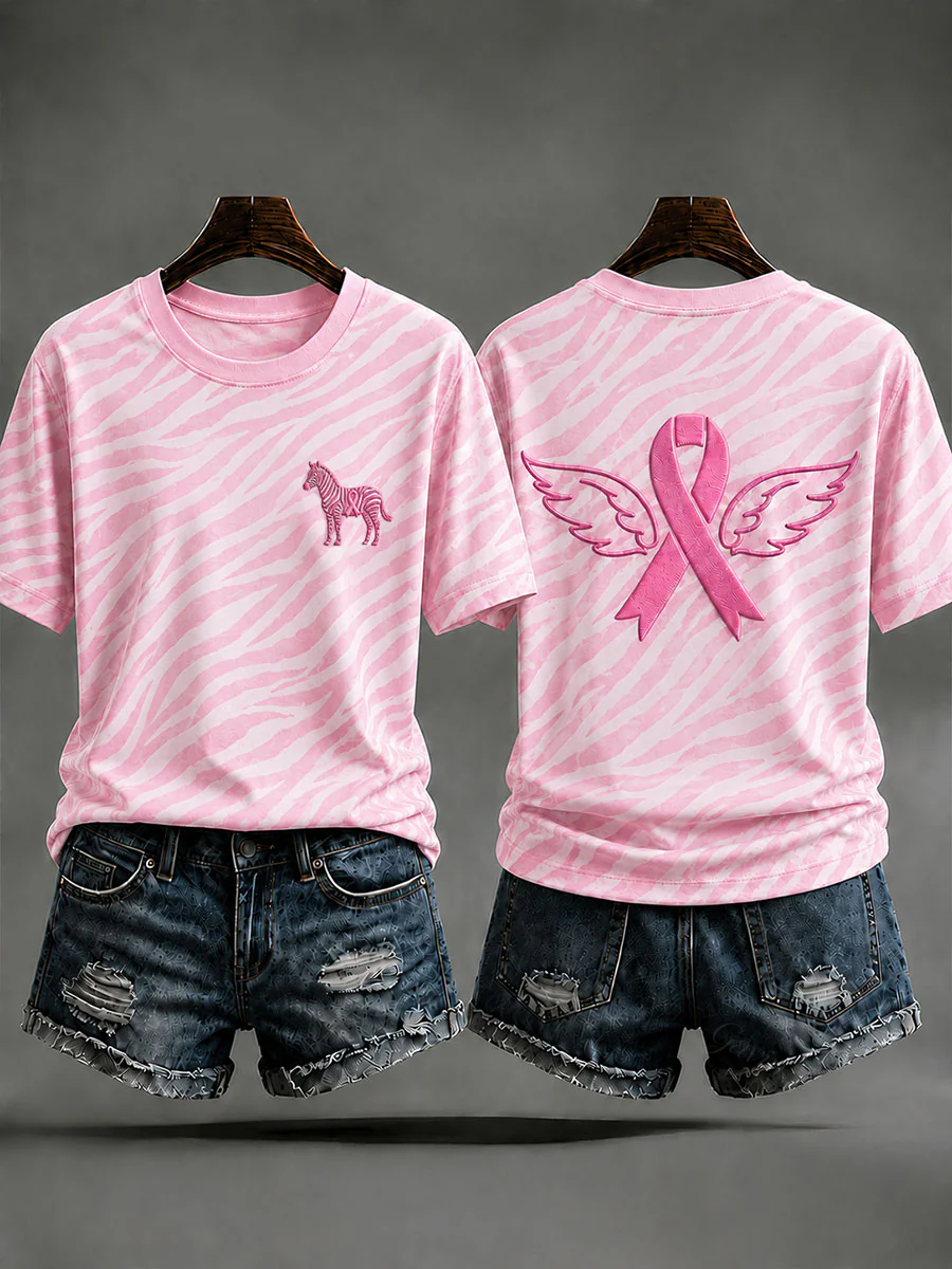 Women'S Animal Print Breast Cancer Prevention T-Shirt
