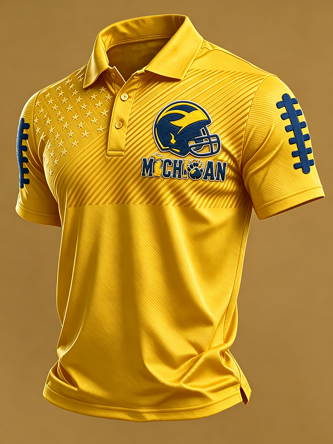 Men's Football Sports Casual Polo Shirt