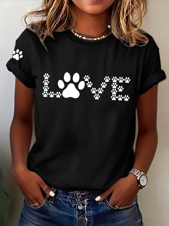 Women'S Paw Printed T-Shirt
