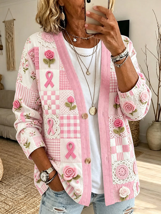 Women'S Floral Print Casual Cardigan
