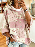 Women's Pink Floral Print Hoodie