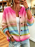 Ladies' Casual Gradient Knitted Cardigan Top
