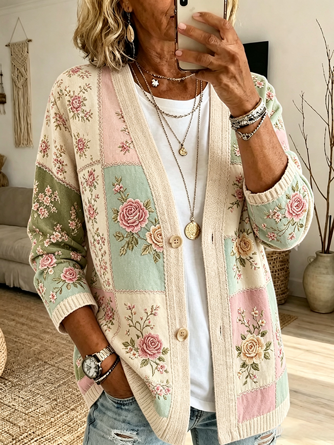 Women'S Leisure Breast Cancer Promotion Month Knitting Cardigan