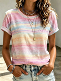 Women'S Casual Round Neck Short Sleeved Printed T-Shirt