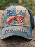 American Butterfly Patchwork Effect Printed Casual Unisex Hat