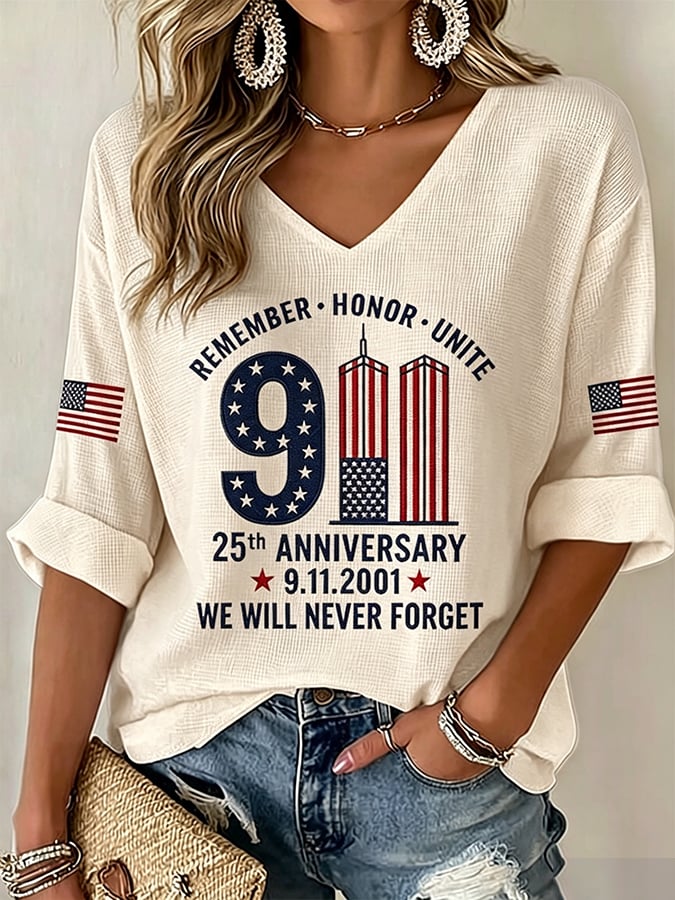 Women's Never Forget September 11 Print T-Shirt