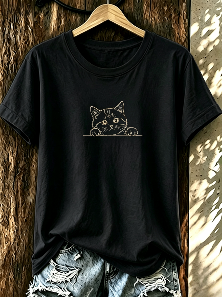 Ladies' Casual Animal Print Round Neck T-Shirt