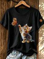 Women'S Cat Paw Printed T-Shirt
