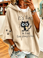 Women'S Casual Cat Print Hoodie