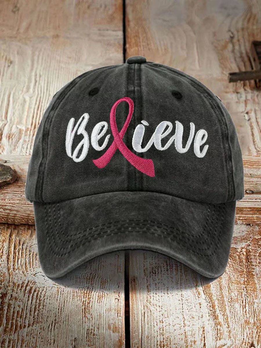 Unisex Breast Cancer Awareness Floral Hat