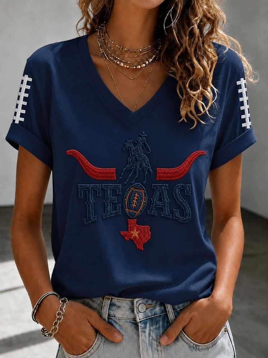 Women'S Football Print Short-Sleeve T-Shirt