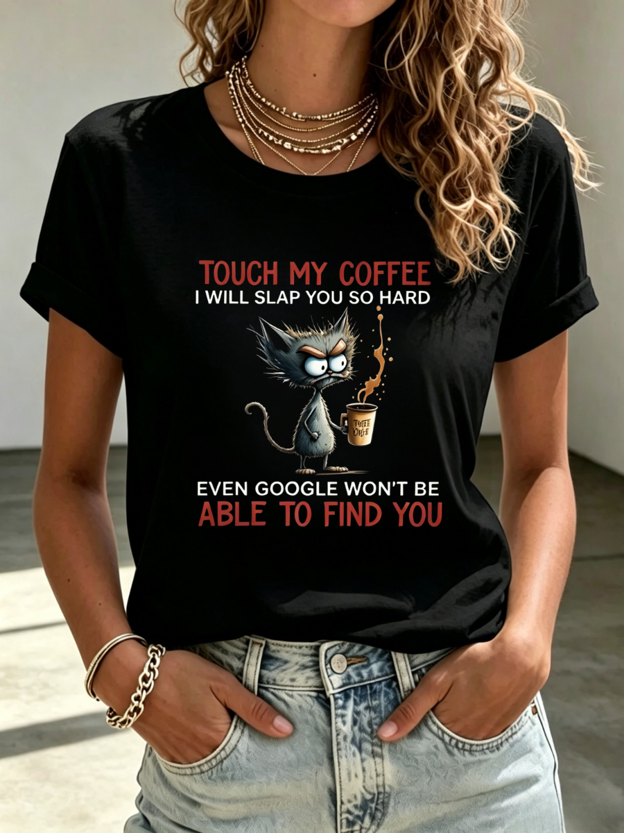 Women's Animals Cat Printed Fashion Loose Short Sleeve T-Shirt