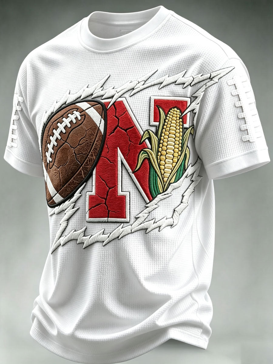 Men'S Football Print Waffle T-Shirt