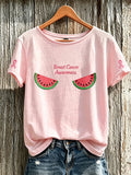 Women'S Casual Breast Cancer Prevention And Treatment Charity Printed Round Neck T-Shirt