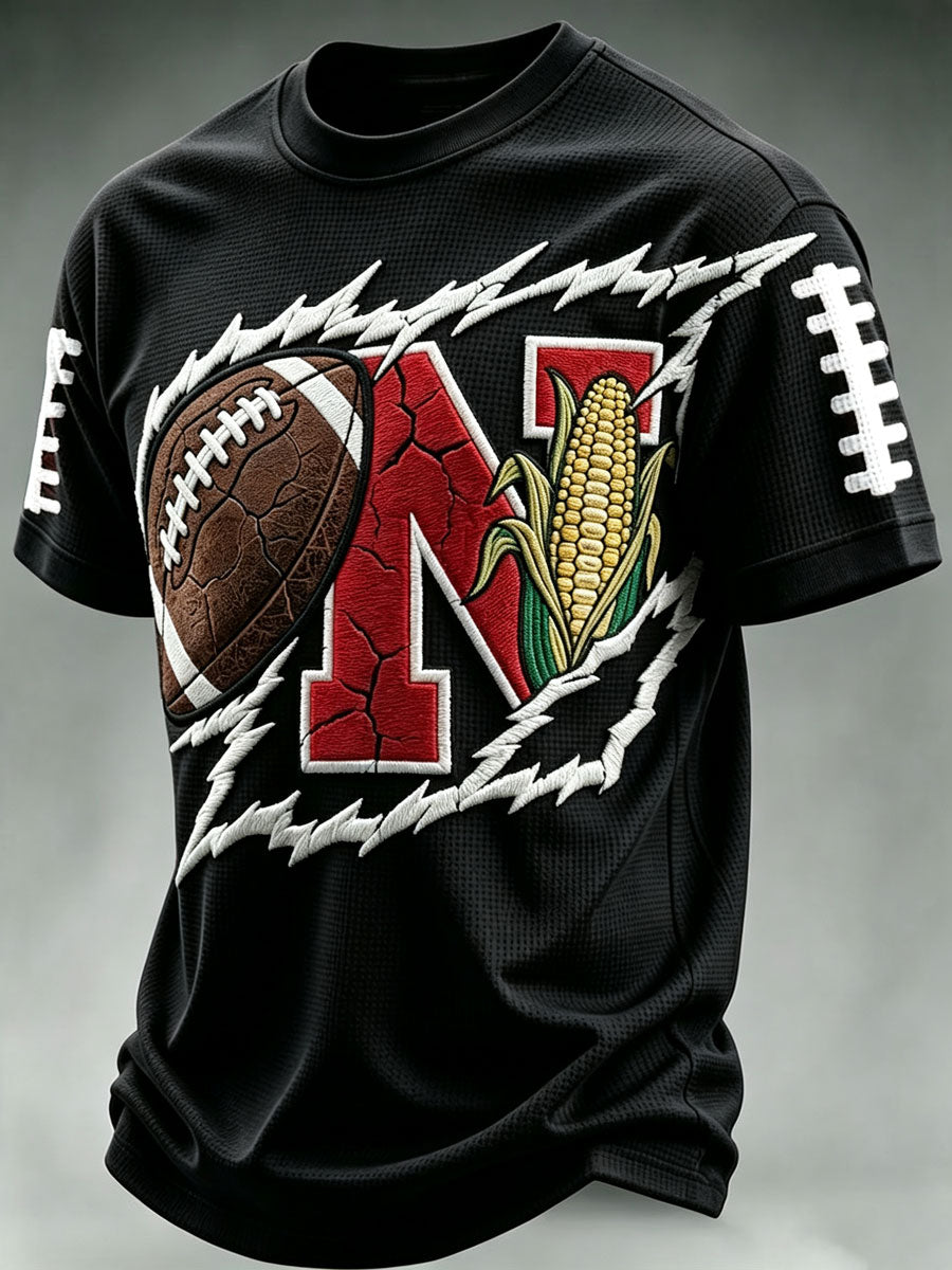Men'S Football Print Waffle T-Shirt