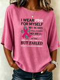 Women's Breast Cancer Awareness Month Pink Printed Round Top
