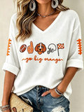 Women'S Football Print Waffle Top