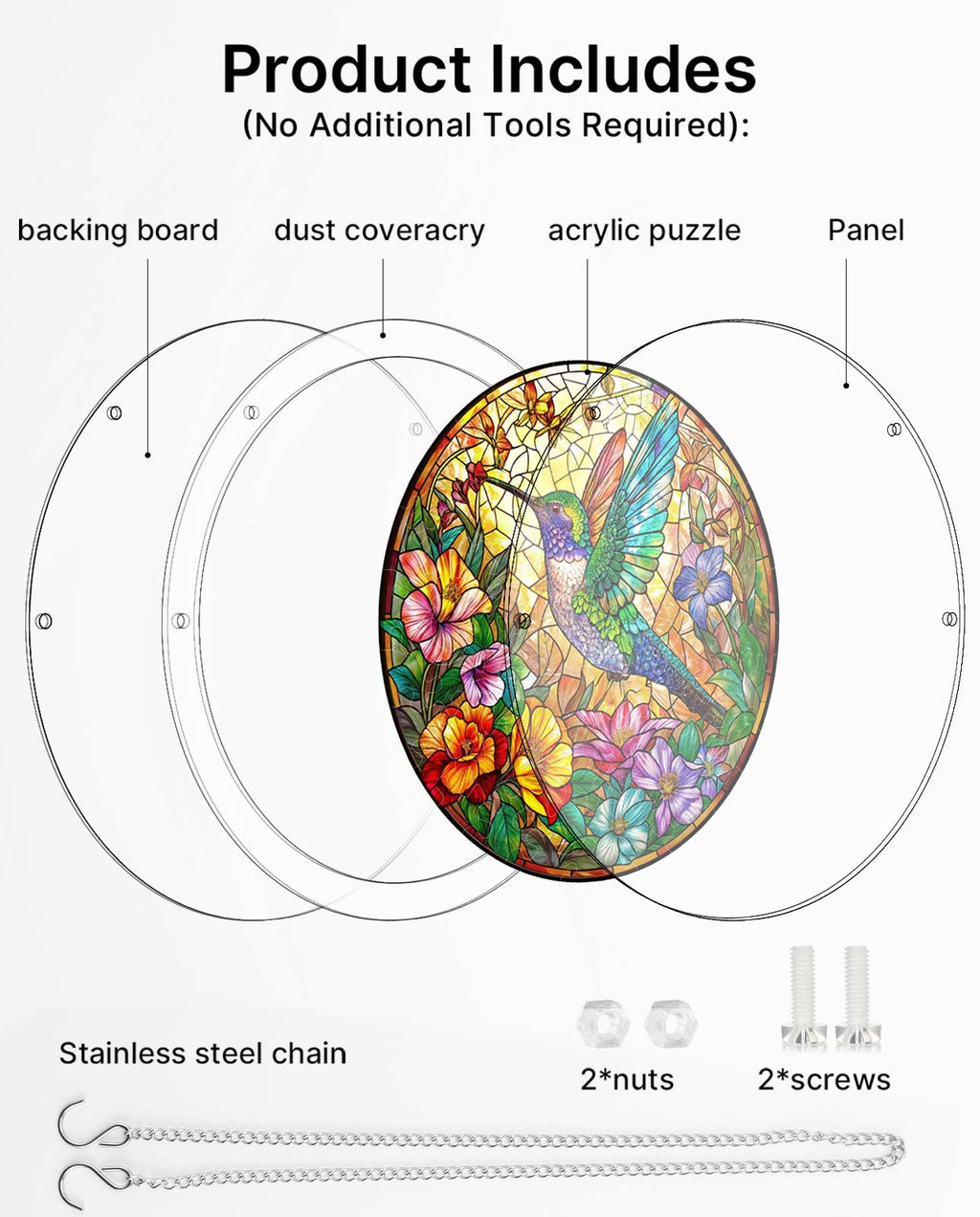 Acrylic Jigsaw Puzzle Suncatcher - Botanical Nectar Oasis